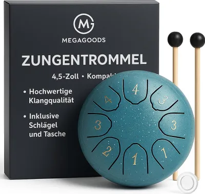 Produktbild von Steel Tongue Drum 4,5 Zoll 8 Töne inkl. Schlägel und Tasche DE.
