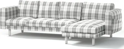 Produktbild von Dekoria Bezug für Norsborg 4-Sitzer Sofa mit Recamiere, weiß-grau , Norsborg Bezug für 4-Sitzer Sofa mit Recamiere