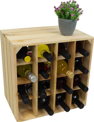 Weinregal "16er" Natur Weinablage Flaschenregal Holzregal Holzkiste Weinschrank
