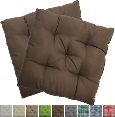 Produktbild von Stuhlkissen Genua 38x38 cm 2er Pack Sitzkissen mit Steppung, Farbe:Braun