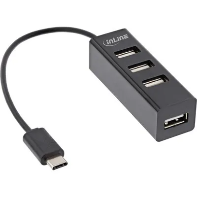Immagine prodotto di Hub InLine® USB 2.0 a 4 porte, da presa USB-C a 4x prese USB-A, cavo 15 cm