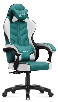 Image de Fauteuil gaming Huzaro Force 2.7 en velours vert, ergonomique, avec fonction bascule, jusqu'à 140 kg