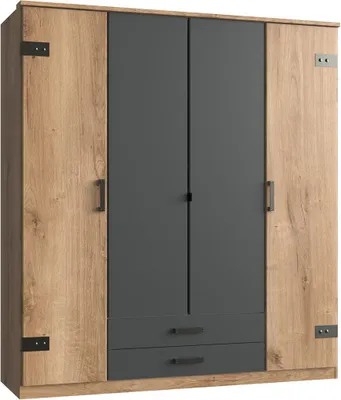 Image de Cork Armoire 4 portes chêne à planches / graphite
