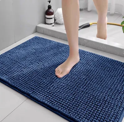 Productafbeelding van Chenille Badmat - Antislip en Absorberend - 40 x 60 cm - Marineblauw