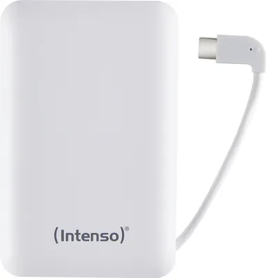 Produktbild von Intenso Powerbank XC10000, mobilie Ladestation mit 10000 mAh und integriertem USB Type C Kabel, Weiß