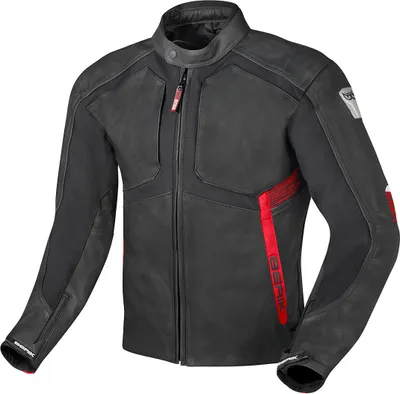 Image de Berik Flexius blouson en cuir pour moto, noir/rouge, 52