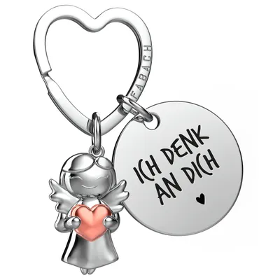 Produktbild von "Ich liebe dich" Schutzengel Schlüsselanhänger - Schutzengel Star mit Herz und Gravur Plättchen mit liebevoller Botschaft