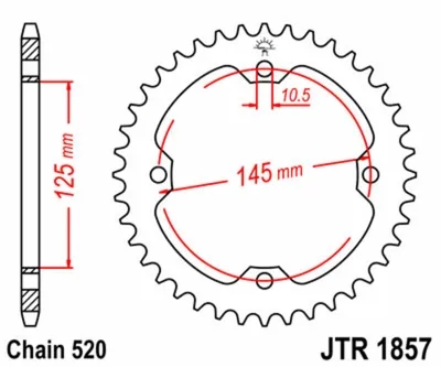 Zdjęcie produktu dla JT SPROCKETS standardowa stalowa zębatka tylna 1857 - 520
