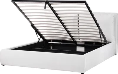 Produktbild von BELIANI Bett mit Bettkasten Cremeweiß Samt Gepolstert 160 x 200 cm Lattenrost Hochklappbar Hohes Kopfteil Viel Stauraum Modern Doppelbett Schlafzimmer