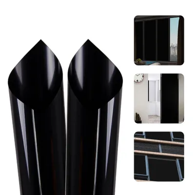 Produktbild von Fensterfolie Spiegelfolie Wärmereflektion Selbstklebend Sonnenschutzfolie 90x200cm Schwarz silber