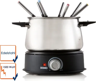 Image de Fondue en acier inoxydable pour 8 personnes avec poignées Cool-Touch et 1500 watts