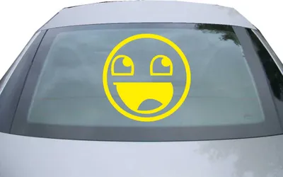 Produktbild von Indigos UG - Aufkleber Heckscheibe & Motorklappe DE2082 - gelb - 600x600 mm - JDM SMILEY FACE - Auto Scheiben Fenster Heckklappe Tuning Racing JDM - Die cut