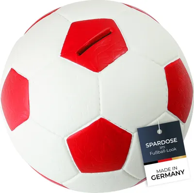 Spardose im Fußball-Look von HMF mit 15 cm Durchmesser in Rot
