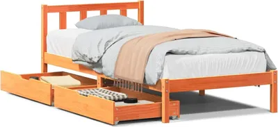 Produktbild von vidaXL Massivholzbett ohne Matratze Wachsbraun 100x200 Kiefernholz