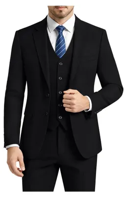 Immagine prodotto di LUPURTY: Completi da uomo slim fit, confezione da 3 pezzi, giacca monopetto con due bottoni, colore solido