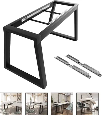 Image de MetaloPro Nemsis Split : pieds de table en métal, piètements de table stables, pieds de table noirs à rallonge, piètements de table pour salle à manger