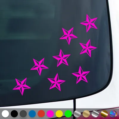 Produktbild von PantherPixel Nautischer Stern Aufkleber Seefahrt Kompass Set Sticker Auto Geschenkidee Farbe Neon-Pink