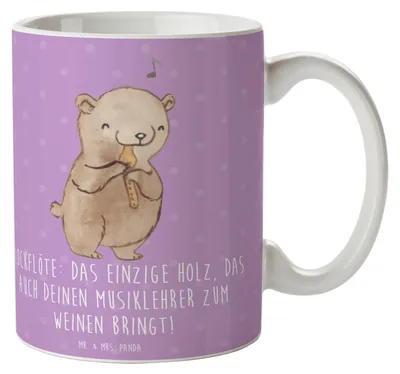 Produktbild von Mr. & Mrs. Panda Kaffeetasse Blockflöte Humor - Lavendeltraum - Geschenk, Kaffeebecher, Lernen, Instrument, Musik, Musiker, Tenorblockflöte, Teetasse, Altblockflöte