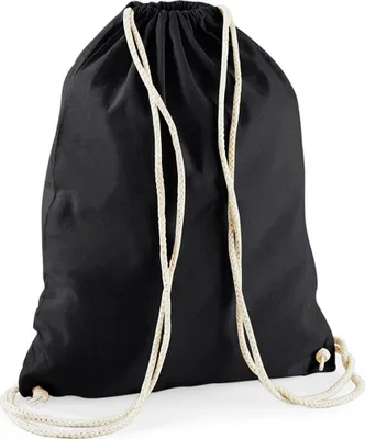 Immagine prodotto di Westford Mill W110 | Borsa da palestra in cotone | 37 x 46 cm - Colore: Nero - Dimensioni: 37 x 46 cm