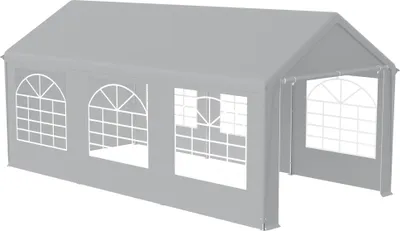 Obrázok produktu pre QEENTOE, skladací pavilón s oknami, 3x6 m, vodotesný, sivý – záhradný a párty stan pre kempovanie, oslavy a stretnutia