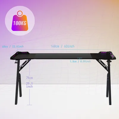 Produktbild von Sessamen-LP Gaming Schreibtisch, Stehpult L-Frame, Kohlefaser, Schwarz, Ergonomisches Design, Rennsport-Design, 160x60x74 cm