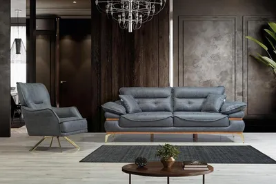 Produktbild von Grauer Designer Dreisitzer Wohnzimmer Sofa 3-Sitzer Couch Edelstahlfüße