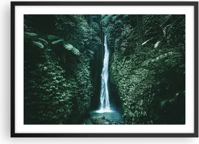 Produktbild von Gerahmtes Poster - Schwarzer Rahmen - Tropen Wasserfall Dschungel - 70x50 cm - Wand Bild - Wanddeko - Wandbilder - Kunstposter - Wandposter - Bilderrahmen - Bilder - Kunstdruck - P2BAA70x50-5103