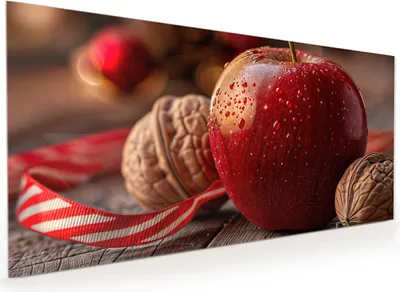 Produktbild von Küchenrückwand Spritzschutz Glas mit Motiv Apfel und Nüsse 40 x 40 cm