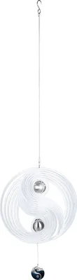 Immagine prodotto di Gilde Windspiel, rund, "Yin Yang", Yin & Yang-Motiv, Edelstahl, weiß, VE 2, L. 0.2 cm, B. 25 cm, H. 90 cm 62202 4063387622025