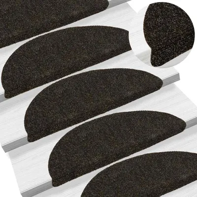 Obrázok produktu pre vidaXL Podložky na kroky Samolepiace 15 ks 56x17x3 cm Tmavo hnedé Polkruhové