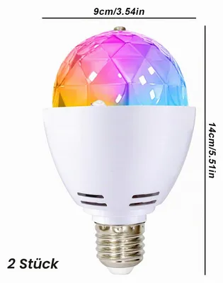 Produktbild von LED Disco Glühbirne E27 3W RGB 360° Rotierend Partylicht Leuchtmittel Deko