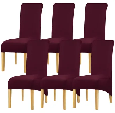 Stuhlbezüge Spandex/Polyester 6er-Pack Dunkler Wein
