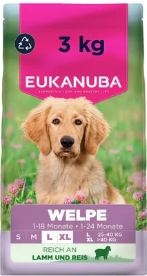 Productafbeelding van EUKANUBA Puppy Large, voer voor grote rassen, rijk aan lam, 3 kg