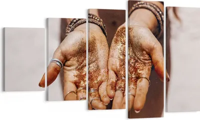 Produktbild von Bild auf Leinwand - Leinwandbild - 5 Teile - Hände Strand Gold - 100x60cm - Wand Bild - Wanddeko - Wandbilder - Leinwanddruck - Bilder - Wanddekoration - Leinwand bilder - Wandbild - EG100x60-5055