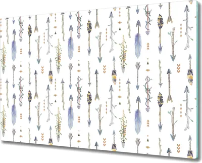 Produktbild von Glas Schneidebrett Herdabdeckplatten Schneideplatten - 80x52 cm - Boho Pfeile blau grün