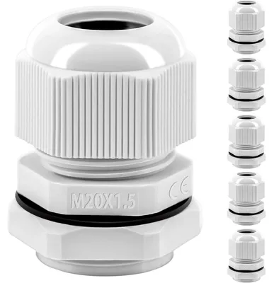 Productafbeelding van Kabelwartelset M20, IP68, waterdicht, 6 stuks, kunststof, nylon, geschikt voor buitengebruik