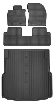Imagen del producto de Alfombrillas de goma + bandeja de maletero para Toyota Avensis III T27 2009-2015 (familiar) – juego de 5 piezas, negras, a medida – Wielganizator SolidPRO