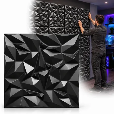 Produktbild von Kunststoff 3D Wandpaneele Wanddeko Wandverkleidung Deckenpaneele Platten Paneele Wandtattoos PVC (0,25qm), KI-generiertes Bild