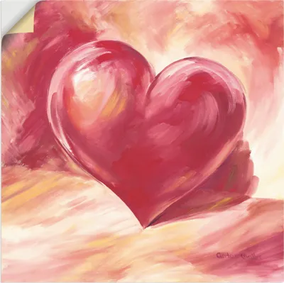 Produktbild von ARTland Wandbild, selbstklebend Rosa/rotes Herz Größe: 100x100 cm
