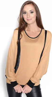 Produktbild von Damen Bluse Langarm Tunika Oberteil Shirt Pullover; Camel/S/M