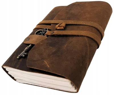Produktbild von Retro-Notizbuch aus Leder mit Schlüssel, 200 Seiten, 18 × 13 cm, Vintage, AH02