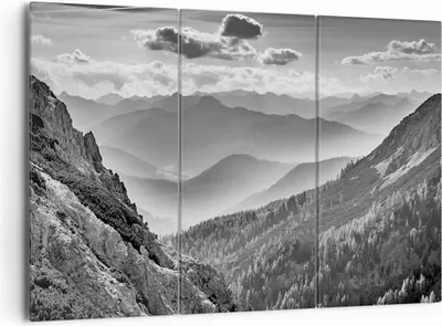 Produktbild von Bild auf Leinwand - Leinwandbild - 3 Teile - Schwarzweiß Landschaft Berge - 165x110cm - Wand Bild - Wanddeko - Wandbilder - Leinwanddruck - Bilder - Wanddekoration - Leinwand bilder - CE165x110-4560
