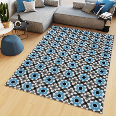 Produktbild von Tapiso Teppich MAYA Modern Creme Grau Blau Schlafzimmer  250 x 350 cm