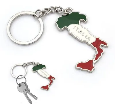 Produktbild von Metaal sleutelhanger met Italiaanse vlag, geschikt voor dames en heren, cadeau-idee