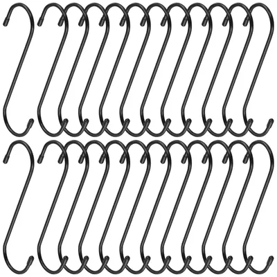 S-Haken 15 cm, 24 Stück, Eisen, schwarz, für Küche und Haushalt