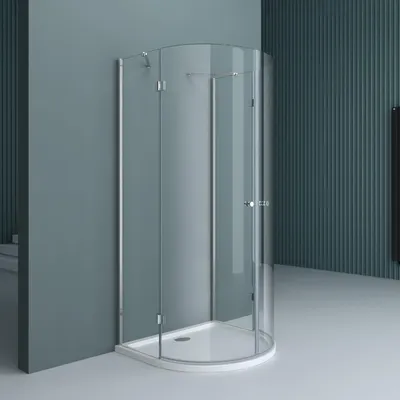 Image de doporro Cabine de Douche Ronde 90x90cm Transparent Paroi de Douche Montage Réversible 1/2 Cercle Ravenna03K Verre de Sécurité 8mm