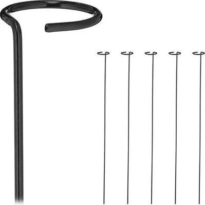 Image de Tuteurs de jardin - Lot de 6 tuteurs métalliques avec anneau - Support rond pour rosiers grimpants - 80 cm de long - Tuteurs de jardin noirs