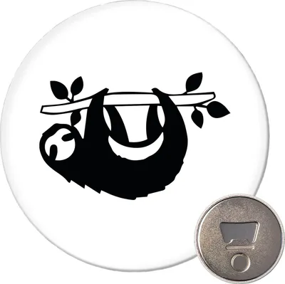 Produktbild von Huuraa Magnet Faultier Silhouette 59mm Kühlschrankmagnet rund Flaschenöffner Geschenkidee