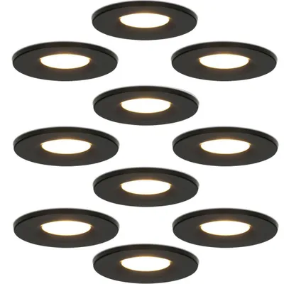 Produktbild von hoftronic LED Einbaustrahler 6W 650lm 2700K IP65 Schwarz 10er Set