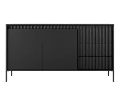 Image de AX LIVING Trentinis 153 2T3S Buffet noir, 153,5 cm, surface striée